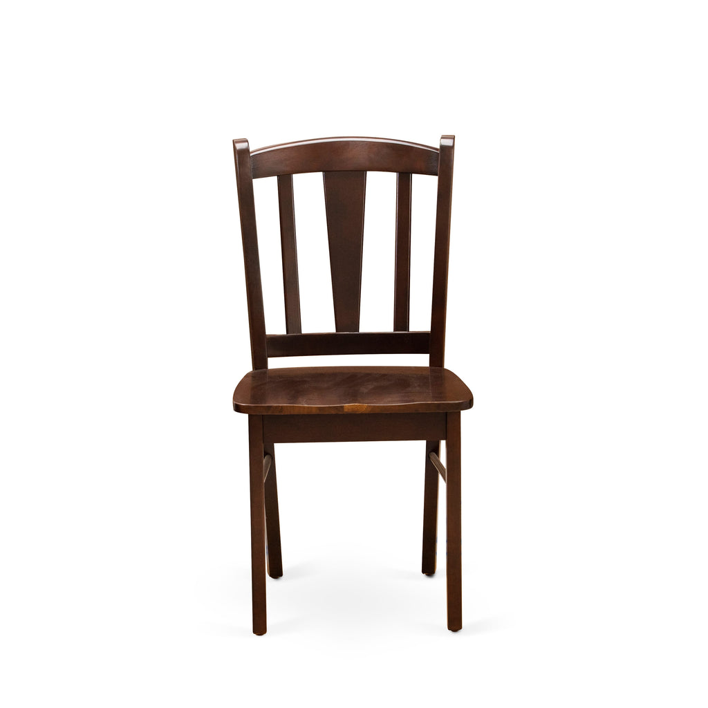 EAST WEST FURNITURE - AMDL5-MAH-W - 5-Piece Modern Dining Set- 4 Dining Chair and Wood Dining Table - Wooden Seat and Slatted Chair Back - Mahogany Finish