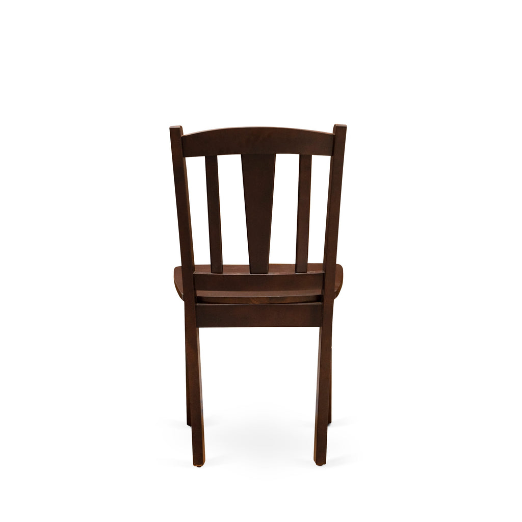 EAST WEST FURNITURE - ANDL5-MAH-W - 5-Piece Dining Room Table Set- 4 Wooden Chairs and Kitchen Table - Wooden Seat and Slatted Chair Back - Mahogany Finish