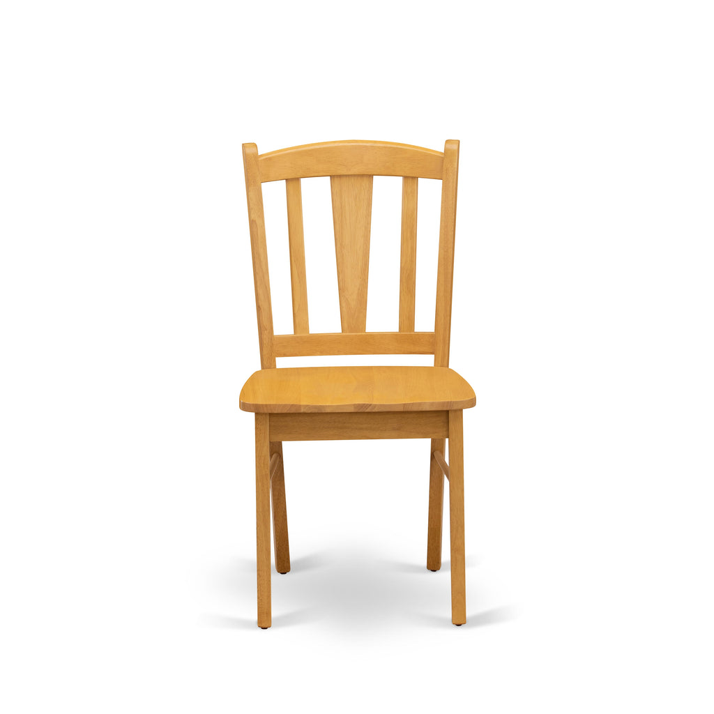 EAST WEST FURNITURE - ANDL5-OAK-W - 5-Pc Dining Room Table Set- 4 Dining Room Chair and dining table - Wooden Seat and Slatted Chair Back - Oak Finish