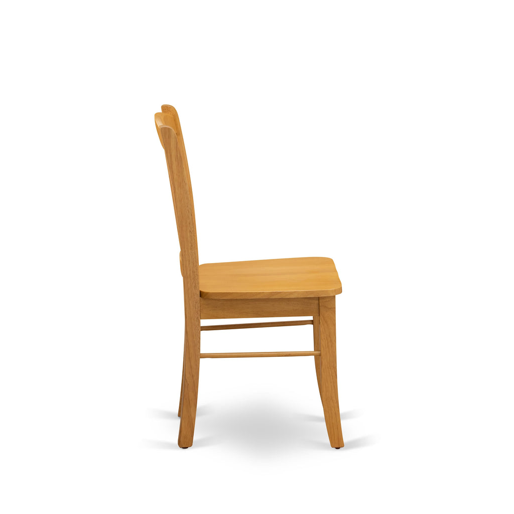 EAST WEST FURNITURE - ANDL5-OAK-W - 5-Pc Dining Room Table Set- 4 Dining Room Chair and dining table - Wooden Seat and Slatted Chair Back - Oak Finish