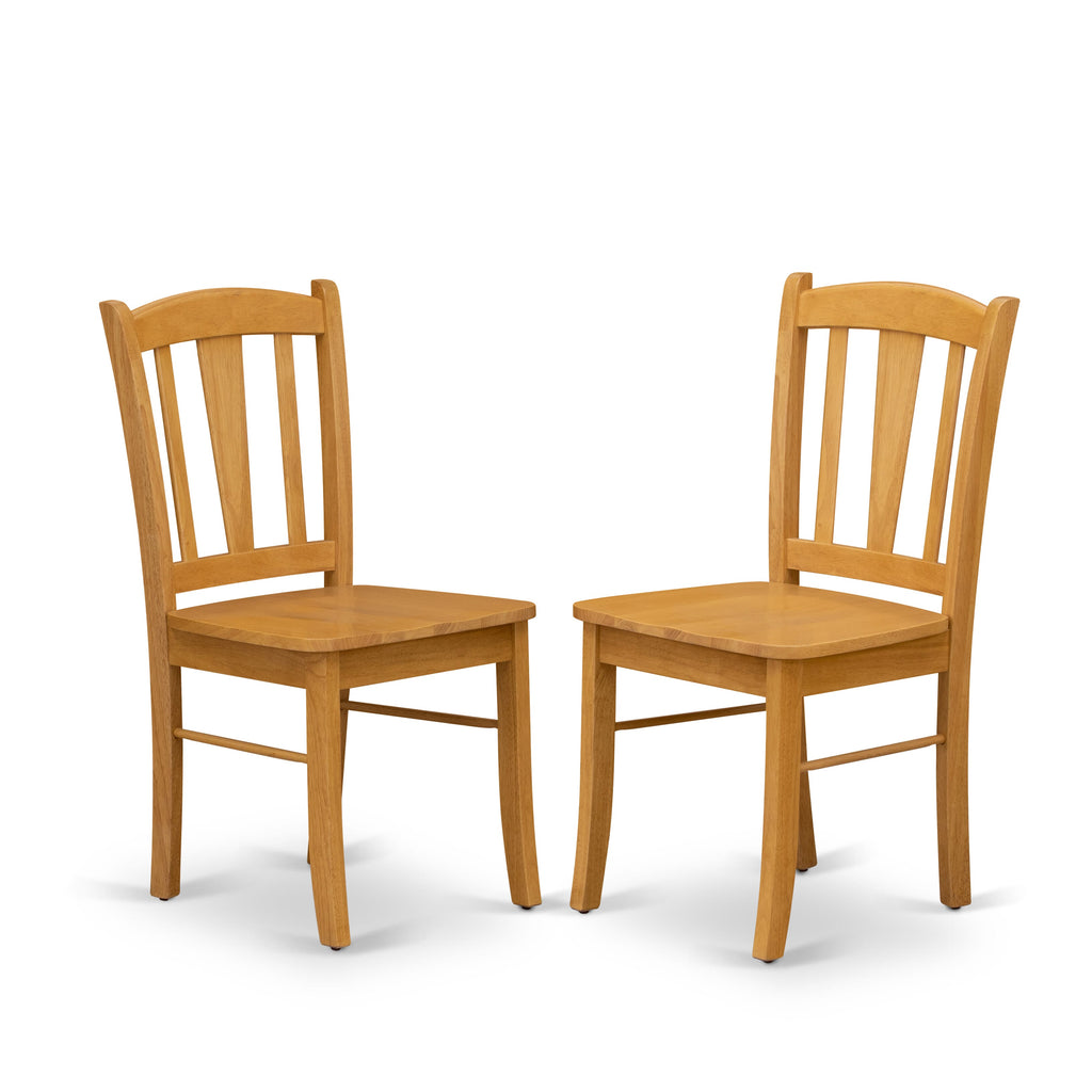 EAST WEST FURNITURE - ANDL3-OAK-W - 3-Piece Dinette Room Set- 2 Kitchen Dining Chair and Wooden Dining Table - Wooden Seat and Slatted Chair Back - Oak Finish