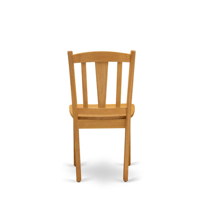 EAST WEST FURNITURE - ANDL3-OAK-W - 3-Piece Dinette Room Set- 2 Kitchen Dining Chair and Wooden Dining Table - Wooden Seat and Slatted Chair Back - Oak Finish