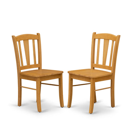 EAST WEST FURNITURE - AMDL5-OAK-W - 5-Piece Dining Room Table Set- 4 dining room chairs and Kitchen Dining Table - Wooden Seat and Slatted Chair Back - Oak Finish