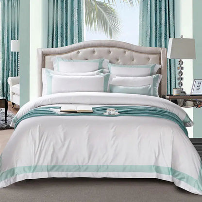 Degella Luxury Stripe Egyptian Cotton White Bedding Set | 3CARATS
