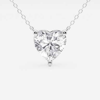 3.00 CTW Floating Heart Shape Lab Grown Diamond Solitaire Pendant Necklace F/G VS1 AGI Certified in 14K White or Yellow Gold