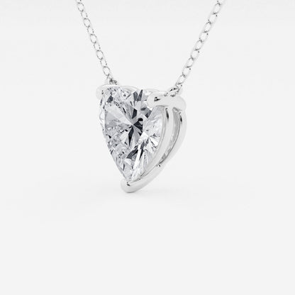 3.00 CTW Floating Heart Shape Lab Grown Diamond Solitaire Pendant Necklace F/G VS1 AGI Certified in 14K White or Yellow Gold