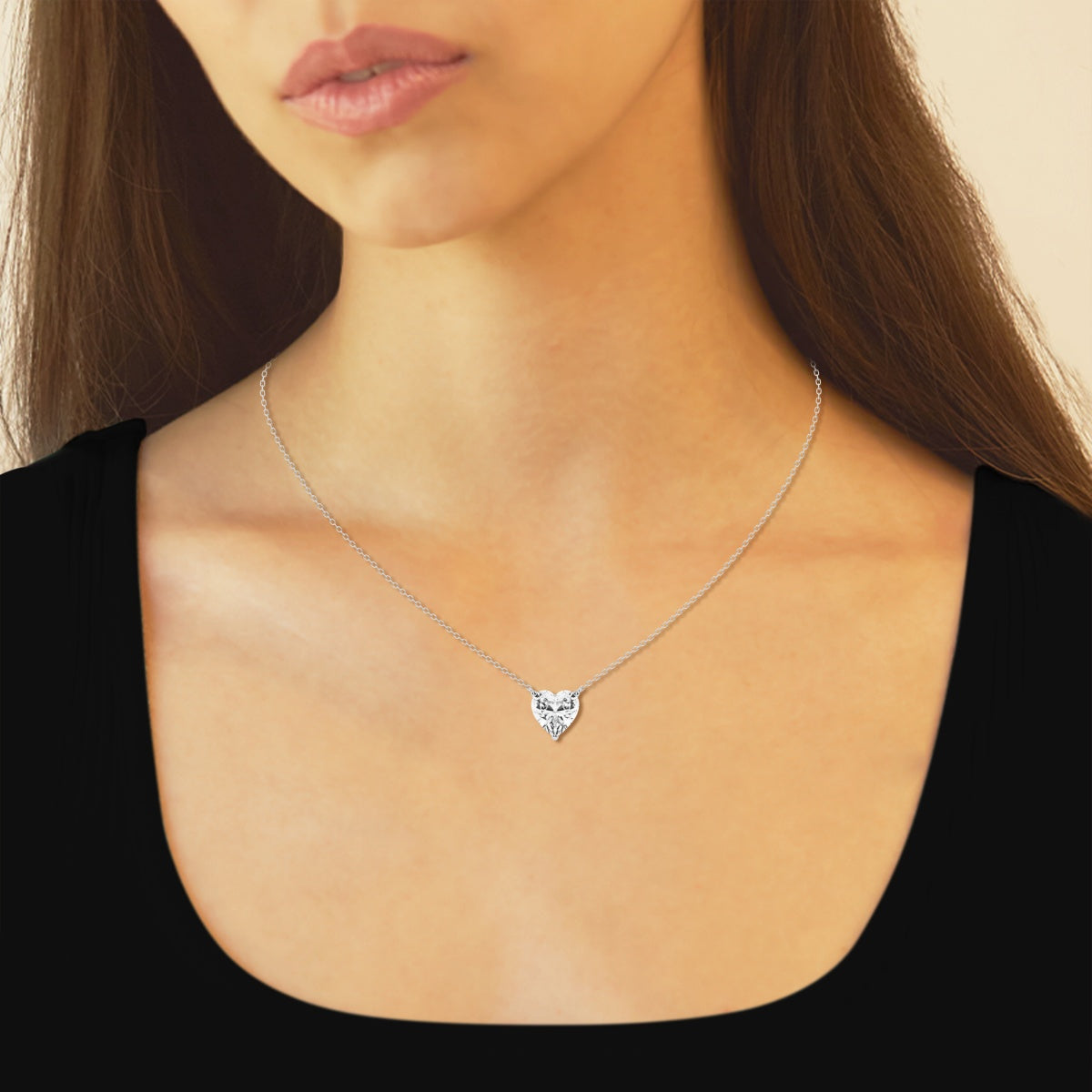 3.00 CTW Floating Heart Shape Lab Grown Diamond Solitaire Pendant Necklace F/G VS1 AGI Certified in 14K White or Yellow Gold