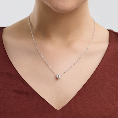 2.00 CTW Floating Heart Shape Lab Grown Diamond Solitaire Pendant Necklace F/G VS1 AGI Certified in 14K White or Yellow Gold
