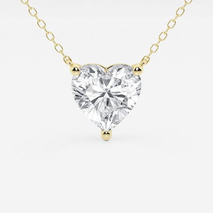 3.00 CTW Floating Heart Shape Lab Grown Diamond Solitaire Pendant Necklace F/G VS1 AGI Certified in 14K White or Yellow Gold