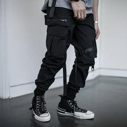 Paratrooper Pants with Streamers and Multi-Pocket Design