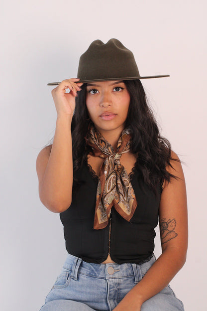 Dakota Cattleman Flat Brim Hat - Olive