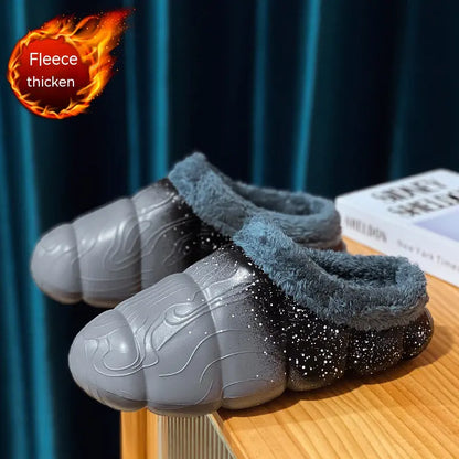 Fleece-lined Contrast Color Cotton Slippers for Home