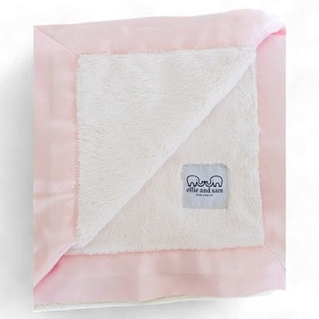 Luxury Duo Baby Blanket with Satin Trim - Pink/Ivory