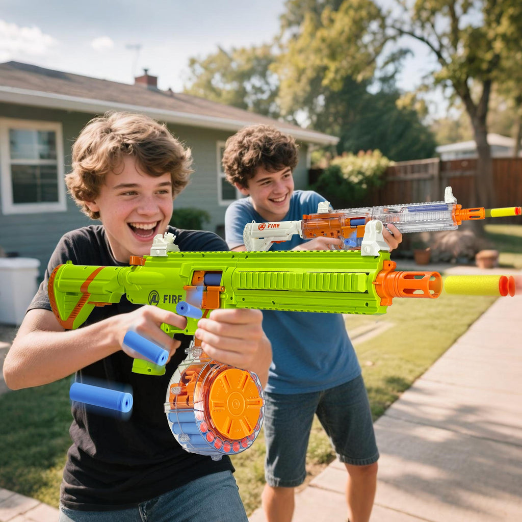 Semi-Automatic Toy Gun with Rechargeable Battery, 22-Round Magazine, and Shell Ejection Feature