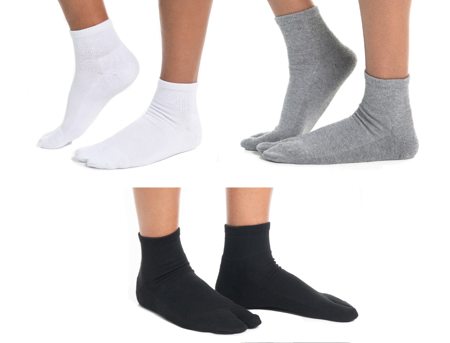 V-Toe Thicker Big Toe Flip Flop Tabi Cotton Blend Mini Crew - 3 Pairs