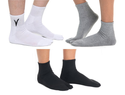 V-Toe Thicker Big Toe Flip Flop Tabi Cotton Blend Mini Crew - 3 Pairs