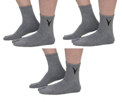 V-Toe Thicker Big Toe Flip Flop Tabi Cotton Blend Mini Crew - 3 Pairs