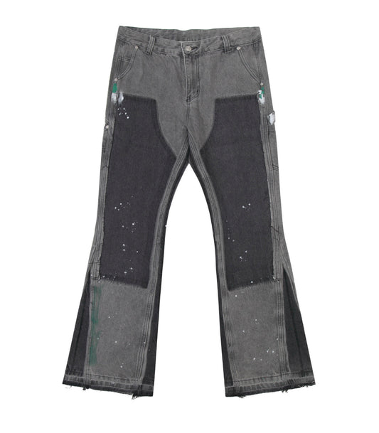 GREY SPLIT PAINTERS DENIM