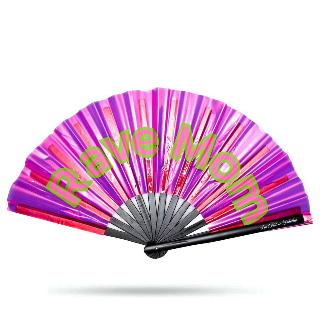Holographic Pink Rave Mom XL Hand Fan
