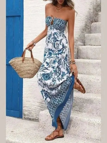 Women's Floral Maxi Dress | Strapless, Elegant Boho | Summer Style