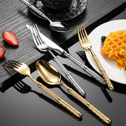 France Embossed Vintage Luxury Gilded Flatware Set | 3CARATS