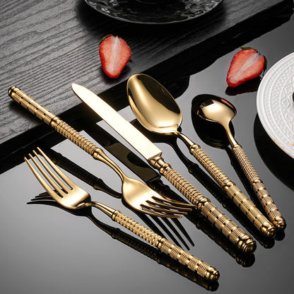 France Embossed Vintage Luxury Gilded Flatware Set | 3CARATS
