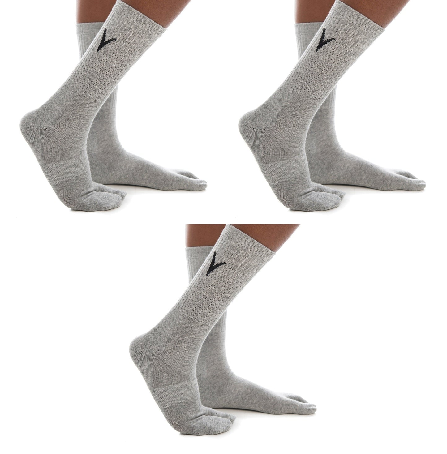 V-TOE Split-Toe Tabi Thicker Athletic Cotton Blend Socks - 3 Pairs