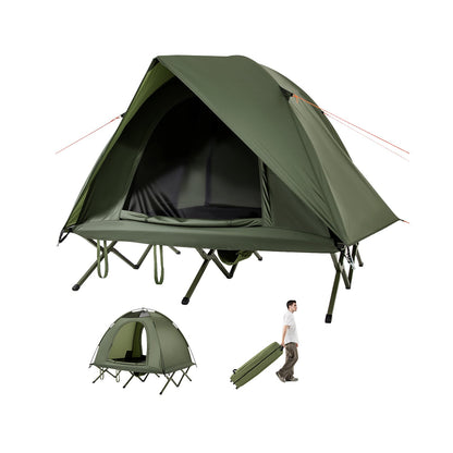 2-Person Camping Cot Tent Foldable Off-Ground Camping Combo for Adults