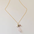 Rose Quartz & Tourmaline Gold Charm Necklace