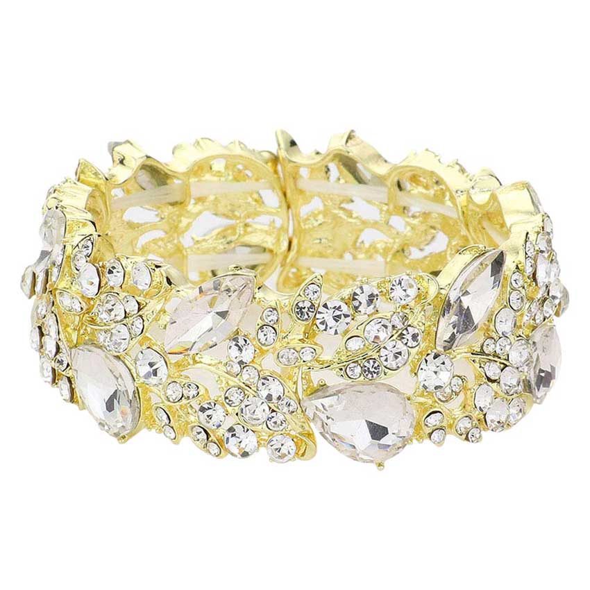Teardrop Marquise Stone Cluster Stretch Evening Bracelet