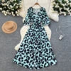 V-Neck Tunic Slim Casual Midi Dress