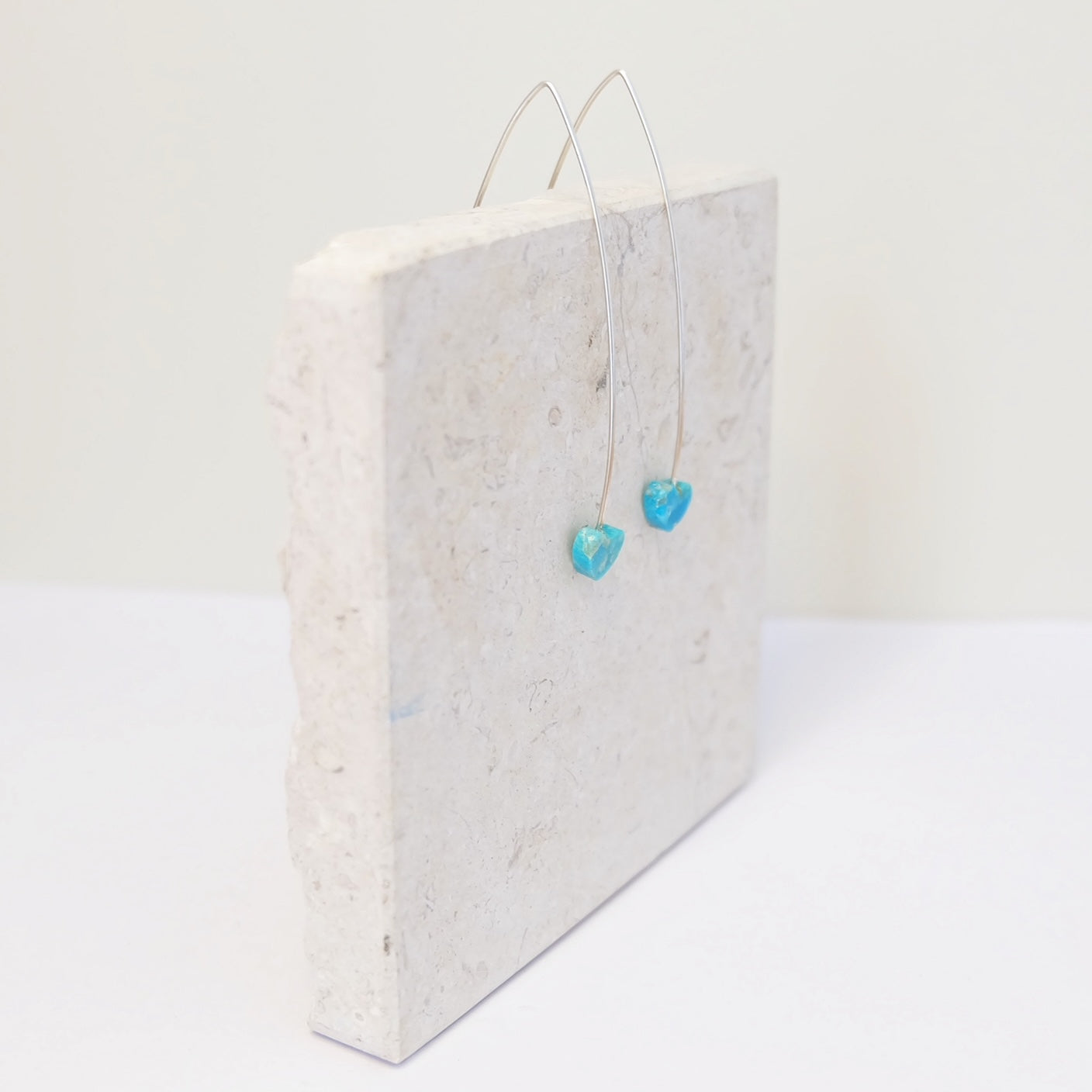 Turquoise Heart Silver Threader Earrings