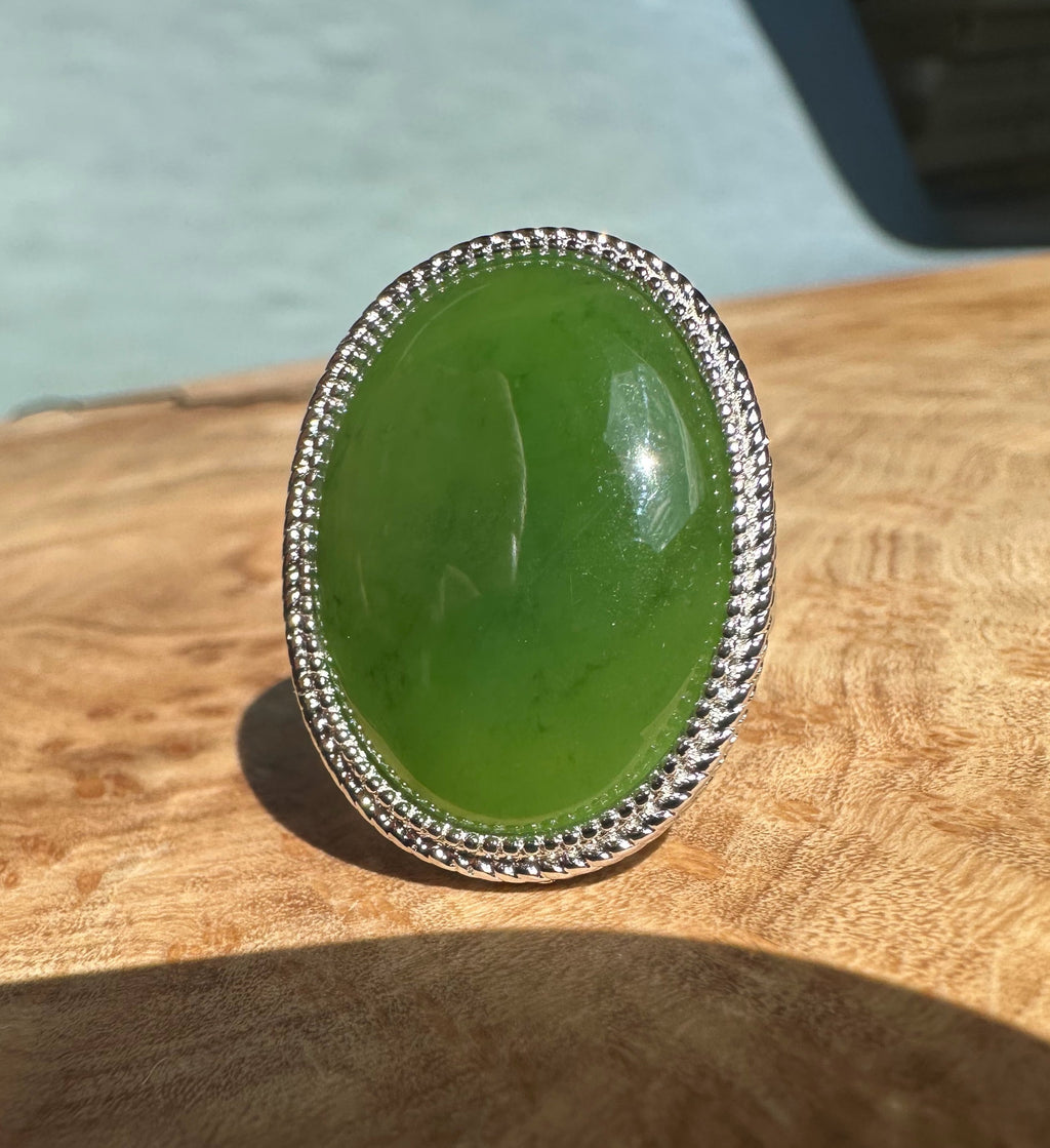 Canadian Jade Silver Ring - 1917