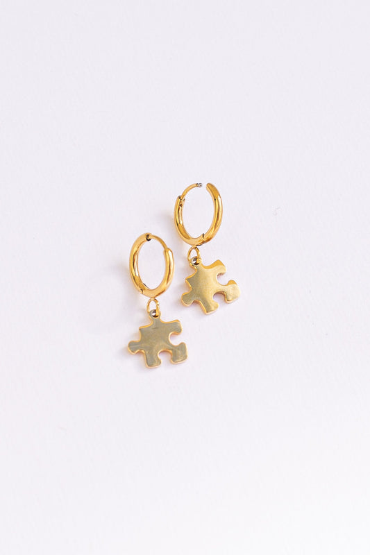 Puzzle Piece Huggie Hoops