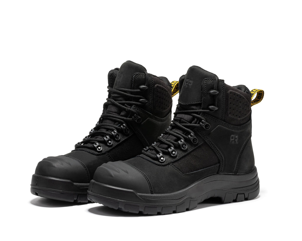 ROCKROOSTER Stowe Black 7 inch Composite Toe Leather Work Boots CP212BK