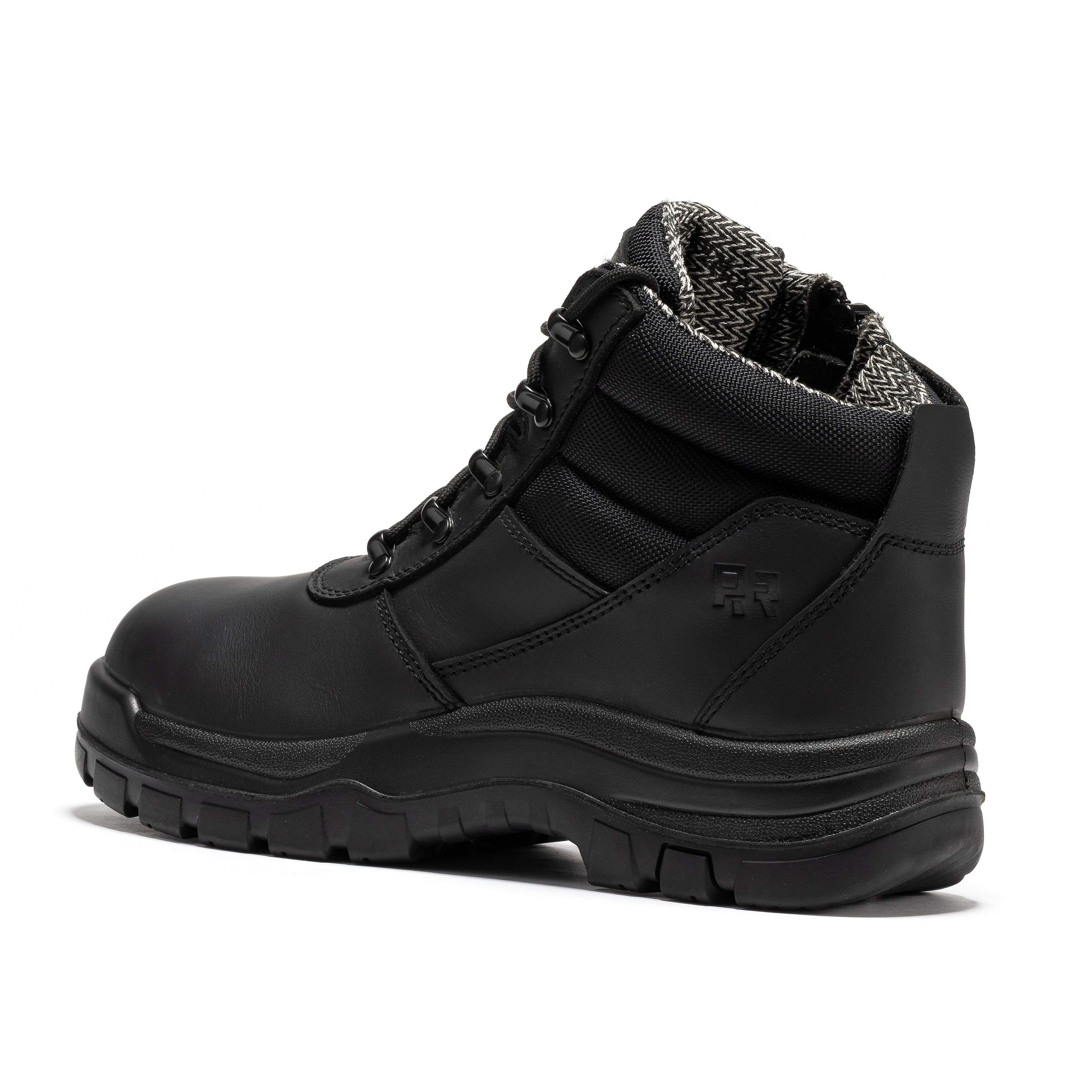 ROCKROOSTER Avalon Black 6 Inch Zip-sided Composite toe Leather Work Boots CP213BK