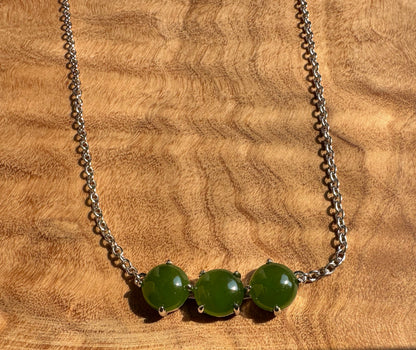 Canadian Jade and Silver 3 Piece Necklace