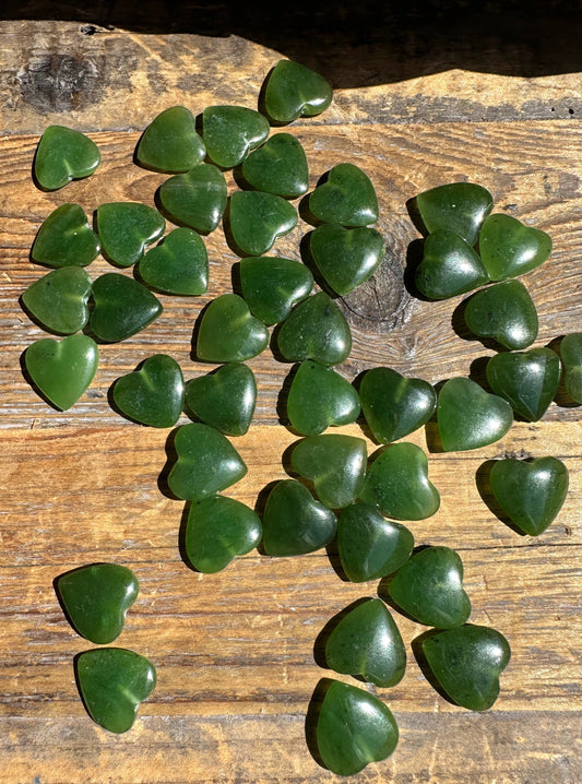 Jade Heart Charm, 15mm drilled (Sold Individually)