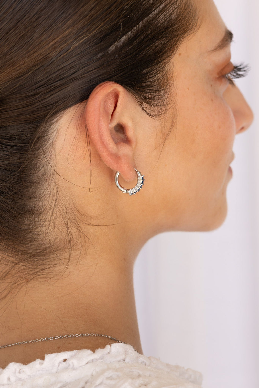 Diamond Hoop in Blue