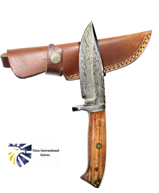 DAMASCUS KNIFE/ Titan/ Camp/ Hunting Knife / Rose Wood Handel TD-174