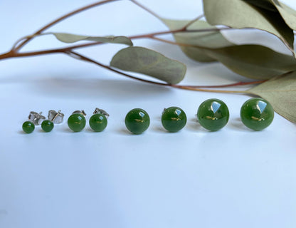 Jade Flat Stud Earrings, (Multiple sizes)