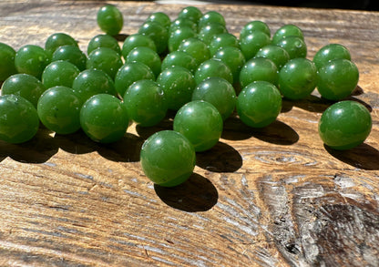 A+ Half Drilled 8mm Canadian Jade Beads