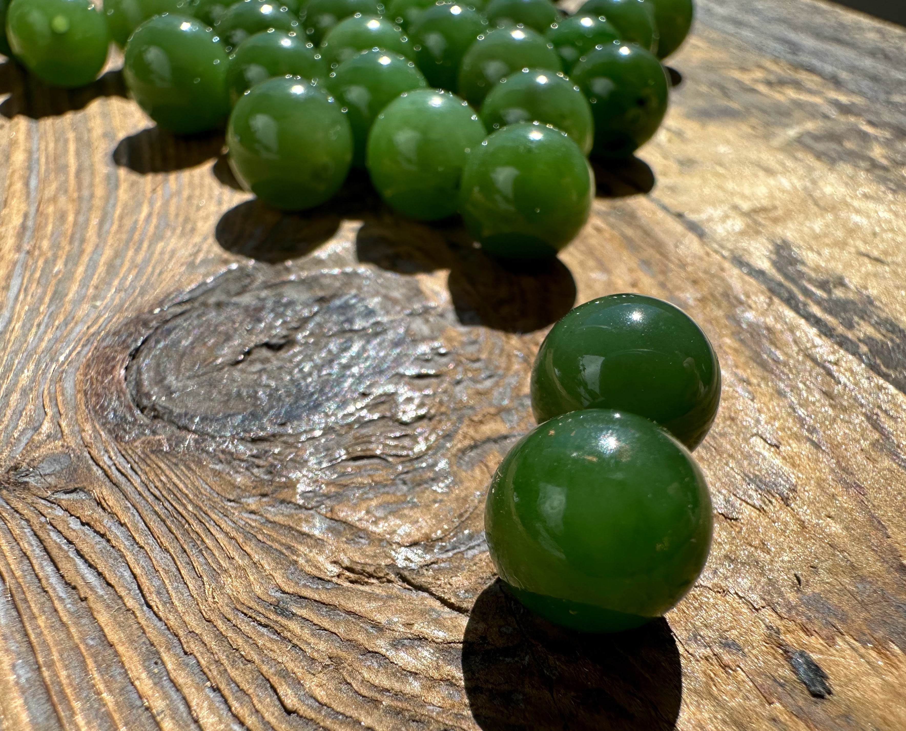 A+ Half Drilled 10mm Canadian Jade Beads