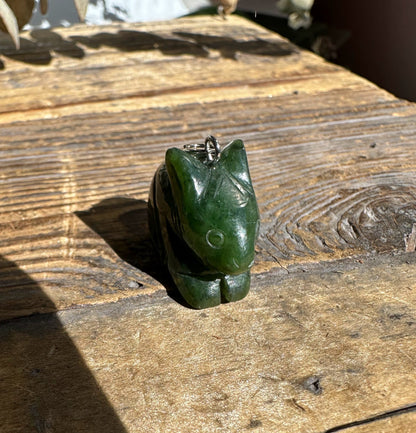 Bunny Pendant, Canadian Nephrite Jade 1"
