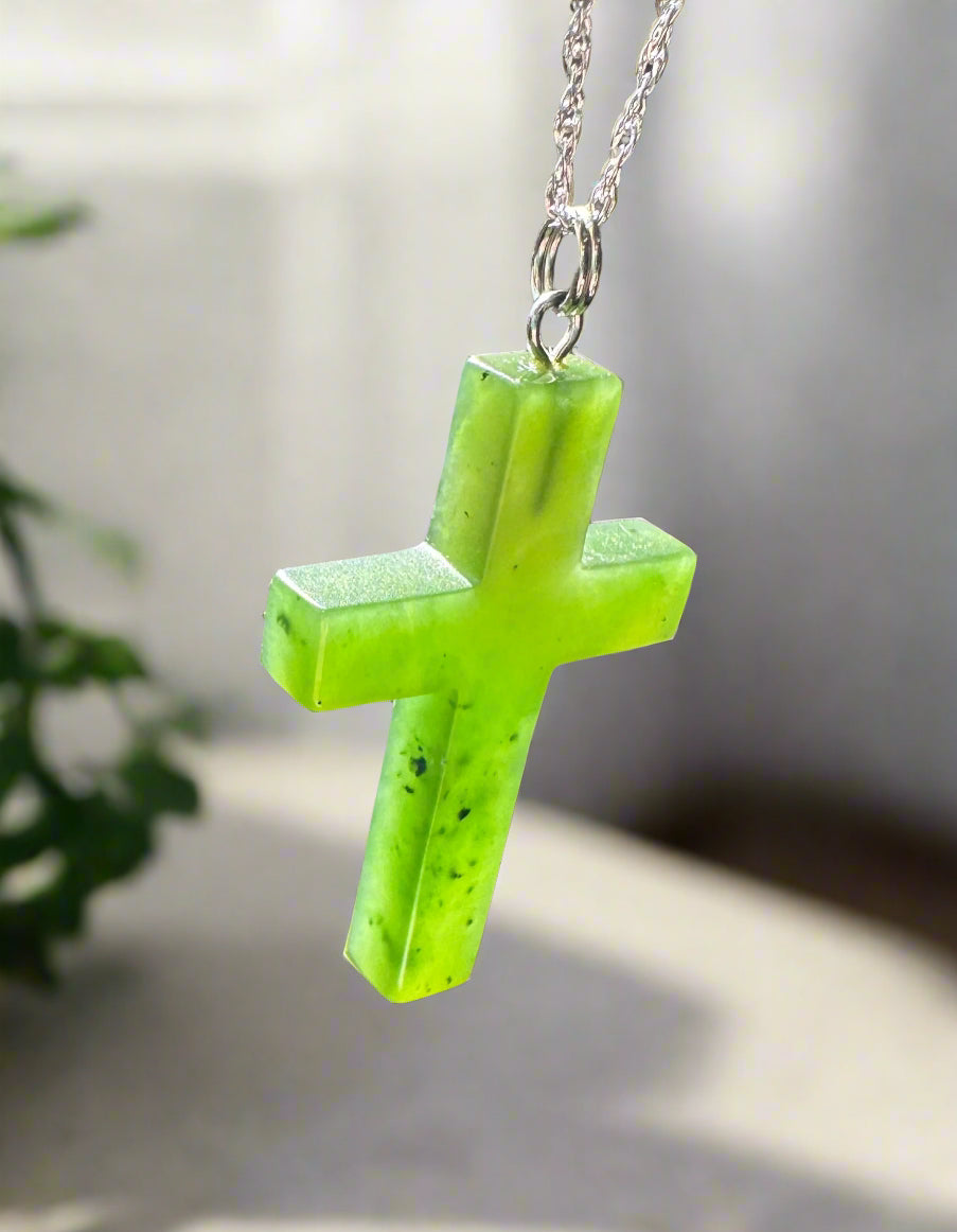 Jade Cross Pendant, 40mm