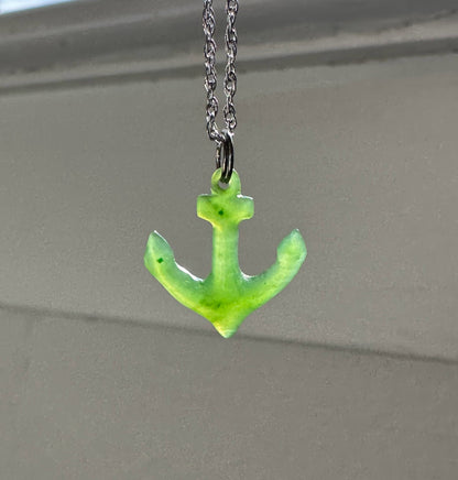 Jade Anchor Charm, 15mm