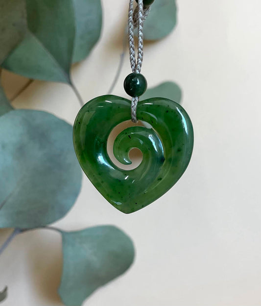Jade Pendant, Koru-Heart - HNW-2890