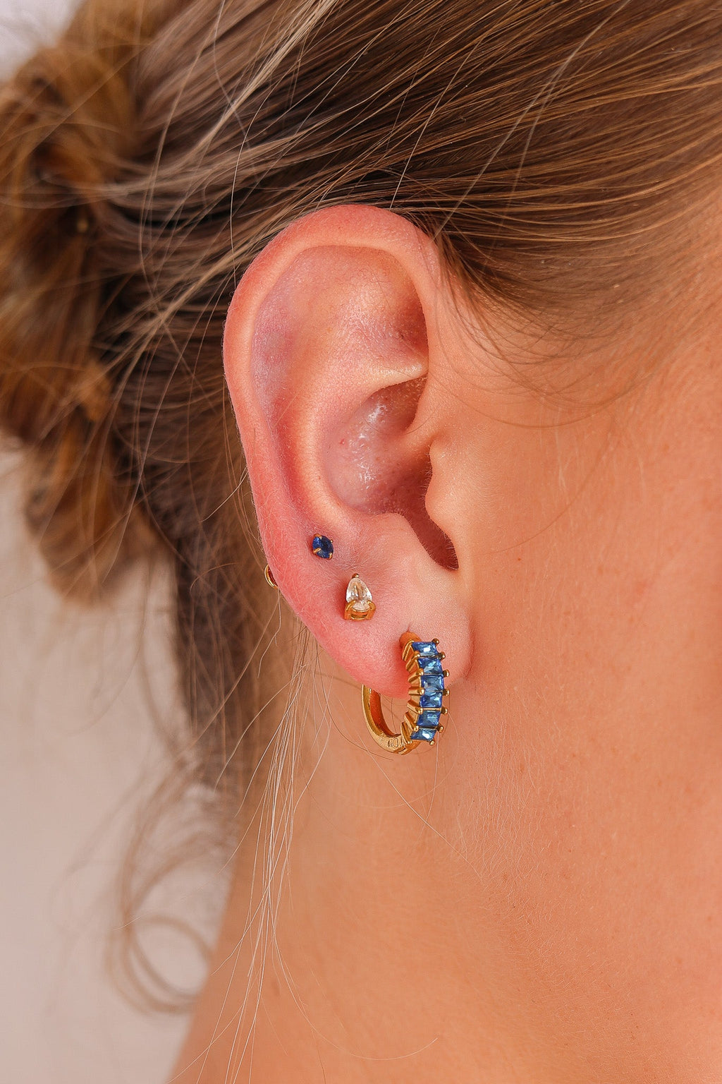 Diamond Hoop in Blue