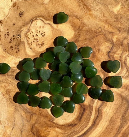 Dark Green Jade Heart Cabochon - 8mm