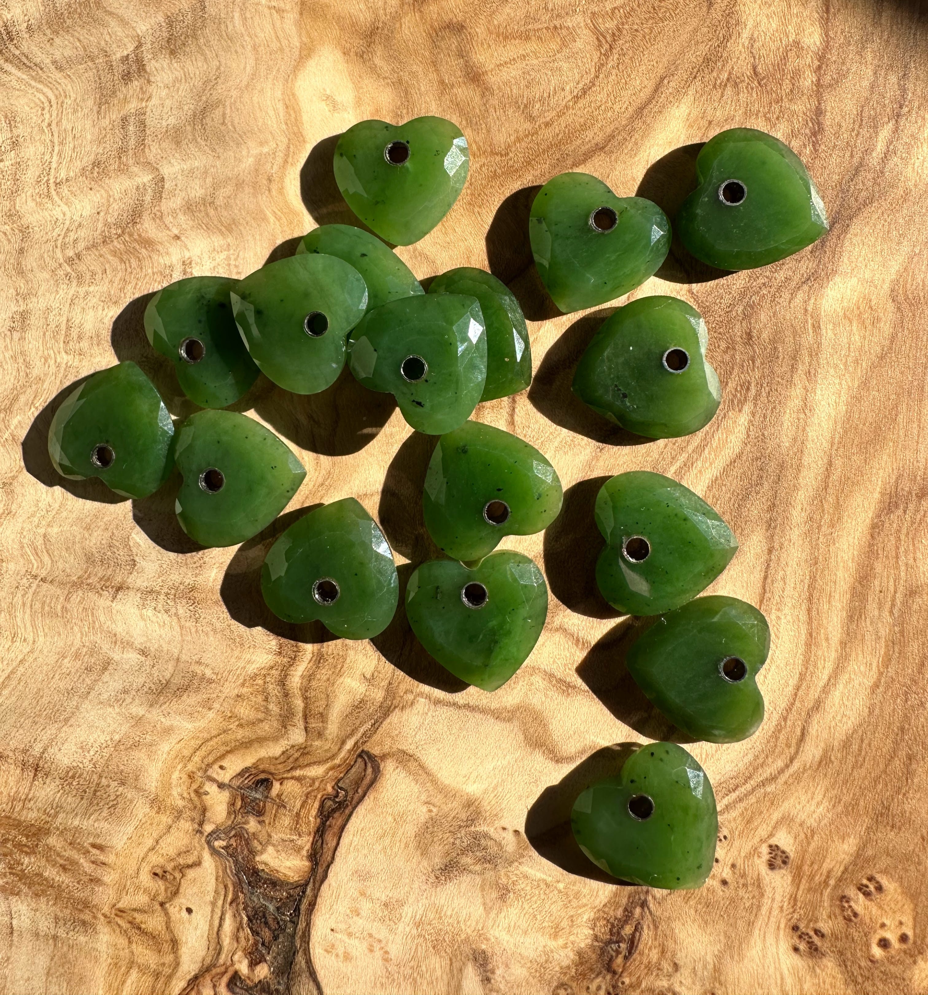 Faceted Canadian Jade Heart - 17mm